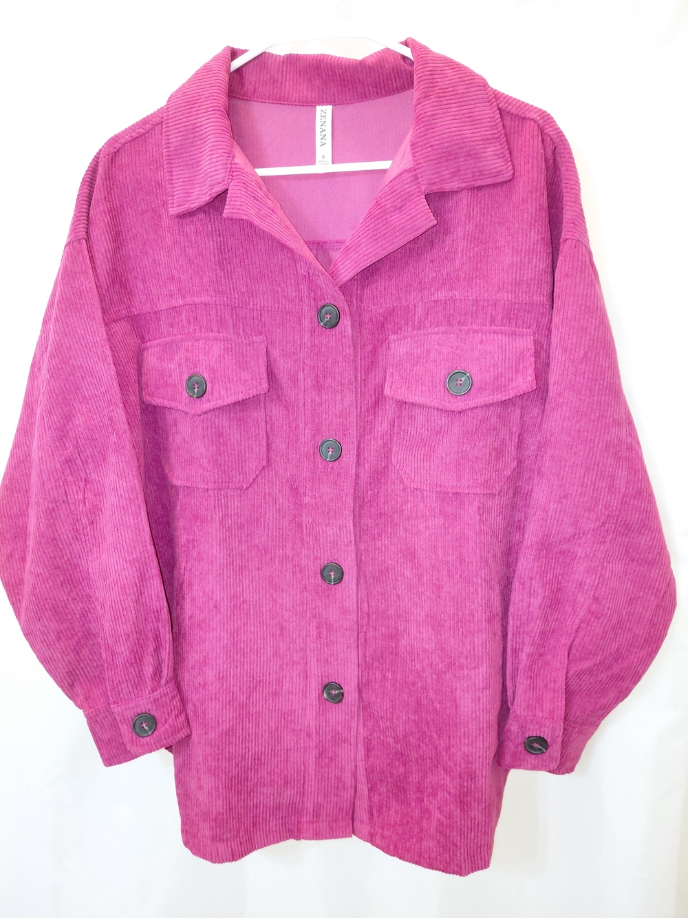 NWOT Sz S Zenana Outfitters Hot Pink Corduroy Button-Front Jacket